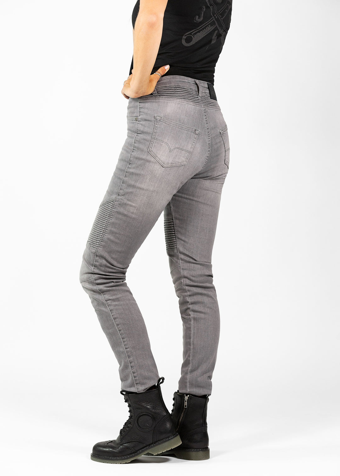 Betty Biker Jeans Estilo Desgastado - Ridejohndoe