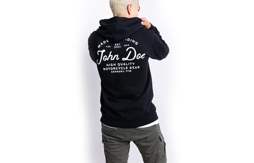 Hoodie JD Lettering Black - Ridejohndoe