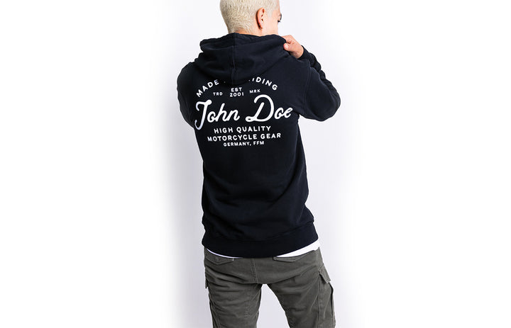 Hoodie JD Lettering Black - Ridejohndoe