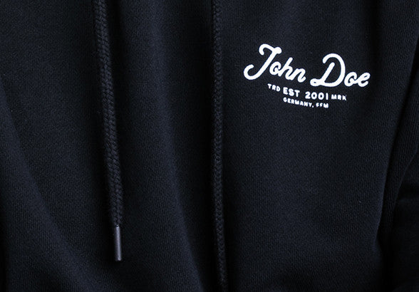 Hoodie JD Lettering Black - Ridejohndoe