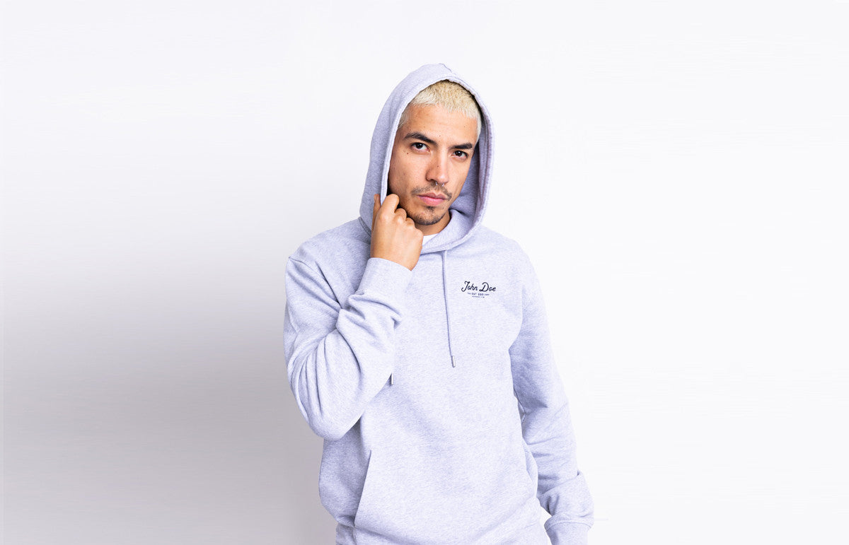 Hoodie JD Lettering Gray Ridejohndoe
