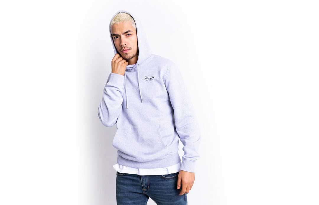 Hoodie JD Lettering Grey - Ridejohndoe